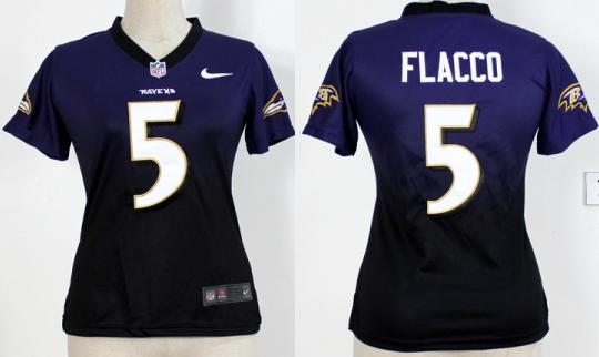 Cheap Women Nike Baltimore Ravens 5 Joe Flacco Drift Fashion II Elite Black Purple NFL Jerseys