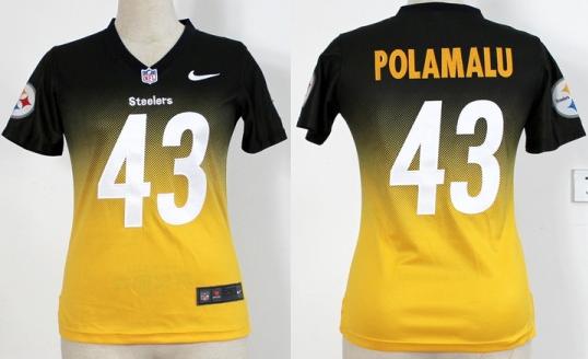 Cheap Women Nike Pittsburgh Steelers 43 Troy Polamalu Drift Fashion II Elite Black Gold NFL Jerseys