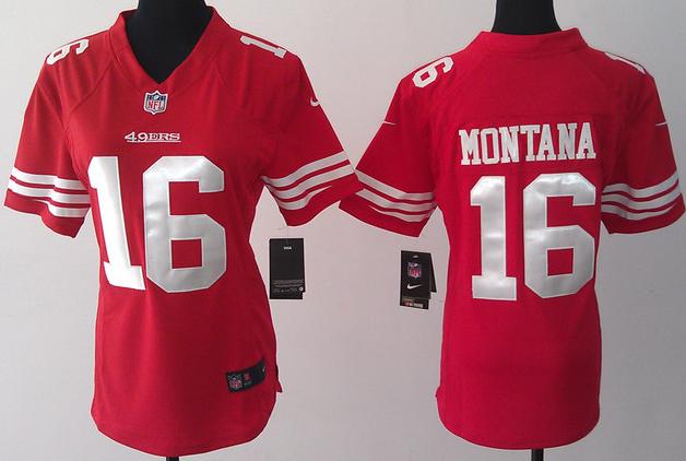 Cheap Women Nike San Francisco 49ers 16 Joe Montana Red NFL Jersey