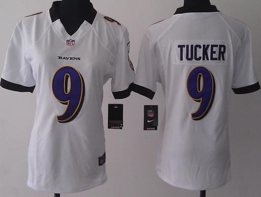 Cheap Women Nike Baltimore Ravens #9 Justin Tucker White NFL Jerseys