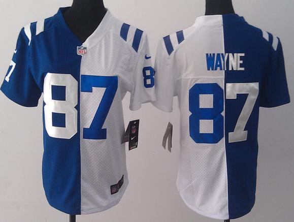 Cheap Women Nike Indianapolis Colts 87 Reggie Wayne Blue White Split NFL Jerseys
