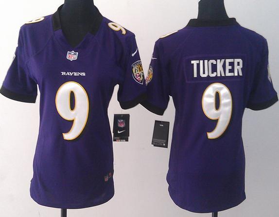 Cheap Women Nike Baltimore Ravens #9 Justin Tucker Purple NFL Jerseys