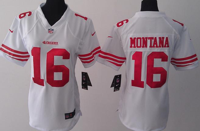 Cheap Women Nike San Francisco 49ers 16 Joe Montana White NFL Jersey
