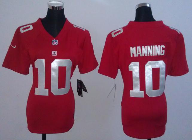 Cheap Women Nike New York Giants 10# Eli Manning Red NFL Jerseys