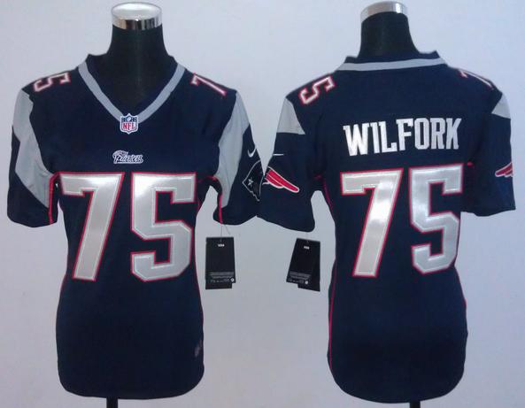 Cheap Women Nike New England Patriots 75 Vince Wilfork Blue NFL Jerseys