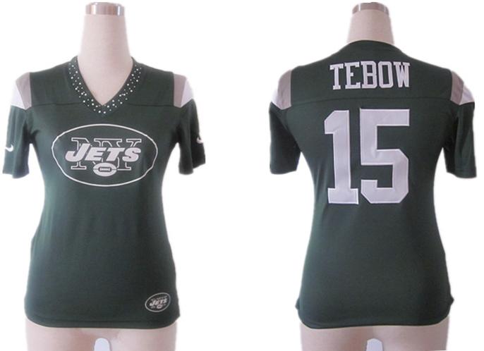 Cheap Women Nike New York Jets 15 Tim Tebow Green FEM FAN Field Flirt Fashion Jersey