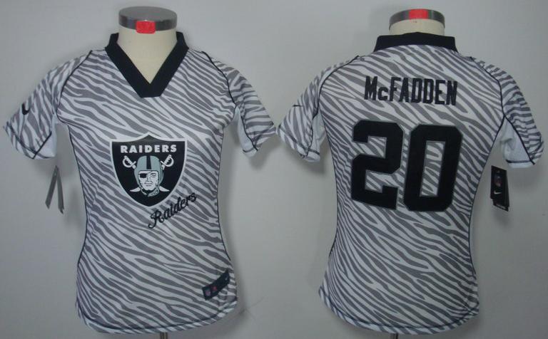 Cheap Women Nike Oakland Raiders #20 Darren McFadden FEM FAN Zebra Nike NFL Jerseys