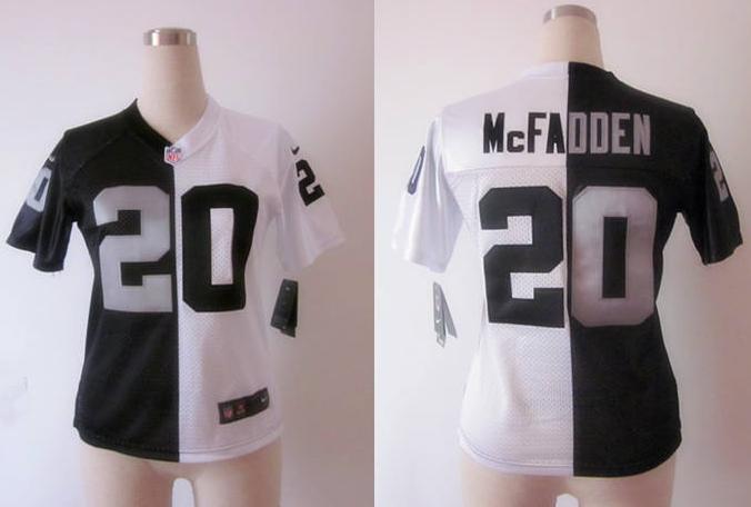 Cheap Women Nike Oakland Raiders #20 Darren McFadden Black White Split Elite NFL Jerseys