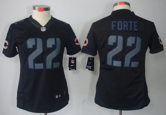 Cheap Women Nike Chicago Bears 22# Matt Forte Black Impact Game LIMITED NFL Jerseys