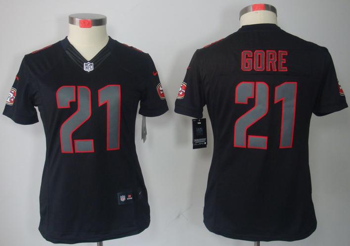Cheap Women Nike San Francisco 49ers 21# Frank Gore Black Impact Game LIMITED NFL Jerseys