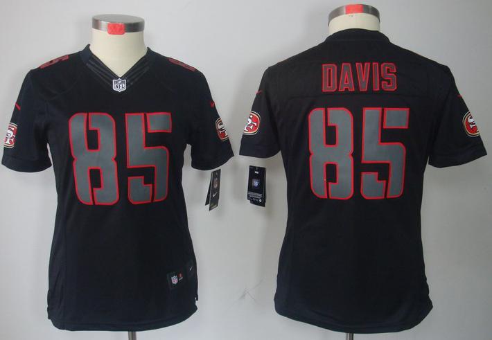 Cheap Women Nike San Francisco 49ers 85 Vernon Davis Black Impact Game LIMITED NFL Jerseys