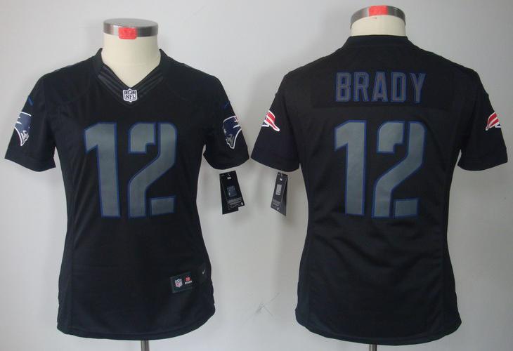 Cheap Women Nike New England Patriots 12 Tom Brady Black Impact Game LIMITED NFL Jerseys