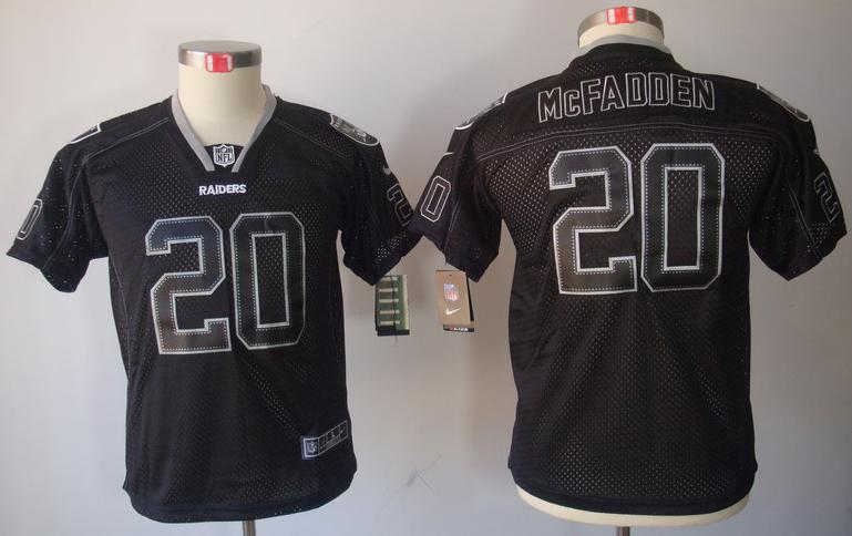 Kids Nike Oakland Raiders #20 Darren McFadden Lights Out Black NFL Jerseys Cheap