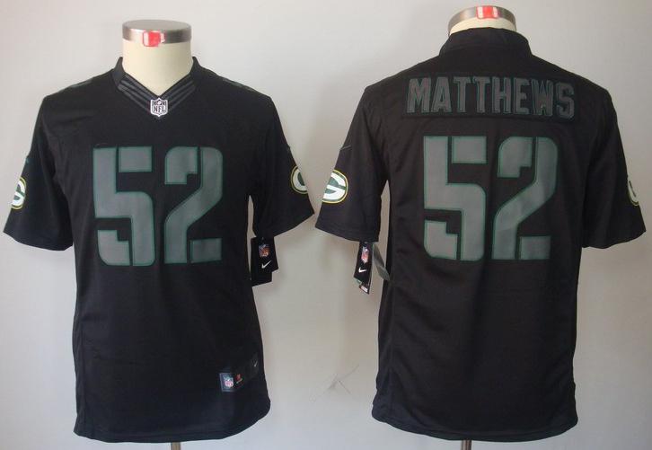 Kids Nike Green Bay Packers #52 Clay Matthews Black Impact LIMITED NFL Jerseys Cheap