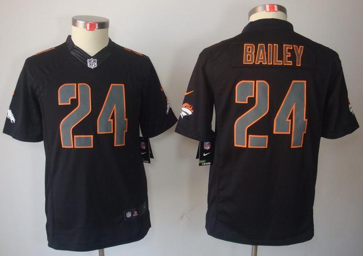 Kids Nike Denver Broncos 24# Champ Bailey Black Impact LIMITED NFL Jerseys Cheap