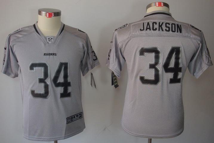 Kids Nike Oakland Raiders 34 Bo.Jackson Grey Lights Out NFL Jerseys Cheap