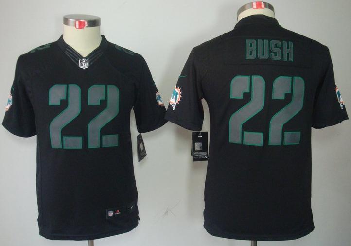 Kids Nike Miami Dolphins 22 Reggie Bush Black Impact LIMITED NFL Jerseys Cheap