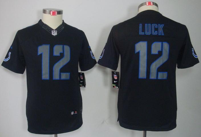 Kids Nike Indianapolis Colts #12 Andrew Luck Black Impact LIMITED NFL Jerseys Cheap