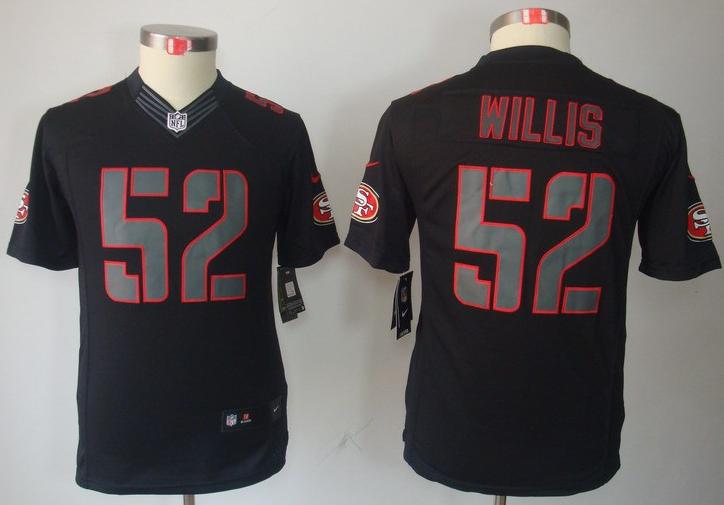 Kids Nike San Francisco 49ers 52 Patrick Willis Black Impact LIMITED NFL Jerseys Cheap