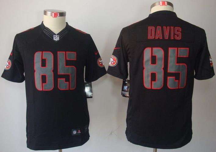 Kids Nike San Francisco 49ers 85 Vernon Davis Black Impact LIMITED NFL Jerseys Cheap