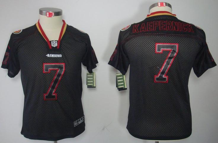 Kids Nike San Francisco 49ers 7 Colin Kaepernick Lights Out Black NFL Jerseys Cheap