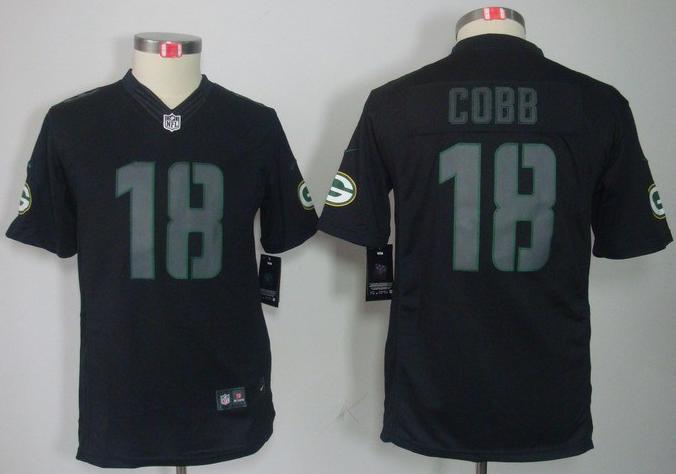 Kids Nike Green Bay Packers #18 Randall Cobb Black Impact LIMITED NFL Jerseys Cheap