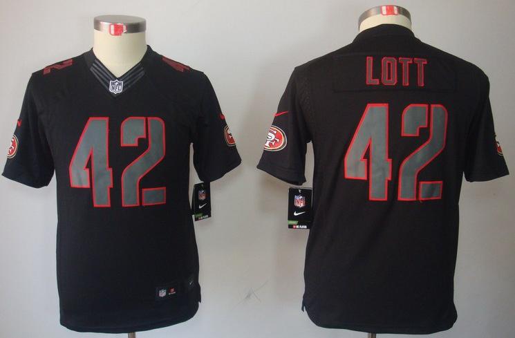 Kids Nike San Francisco 49ers 42 Ronnie Lott Black Impact LIMITED NFL Jerseys Cheap