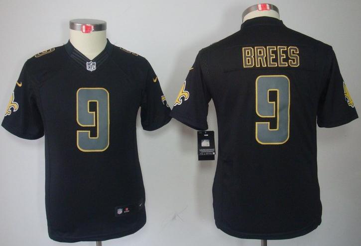 Kids Nike New Orleans Saints 9 Drew Brees Black Impact LIMITED NFL Jerseys Cheap