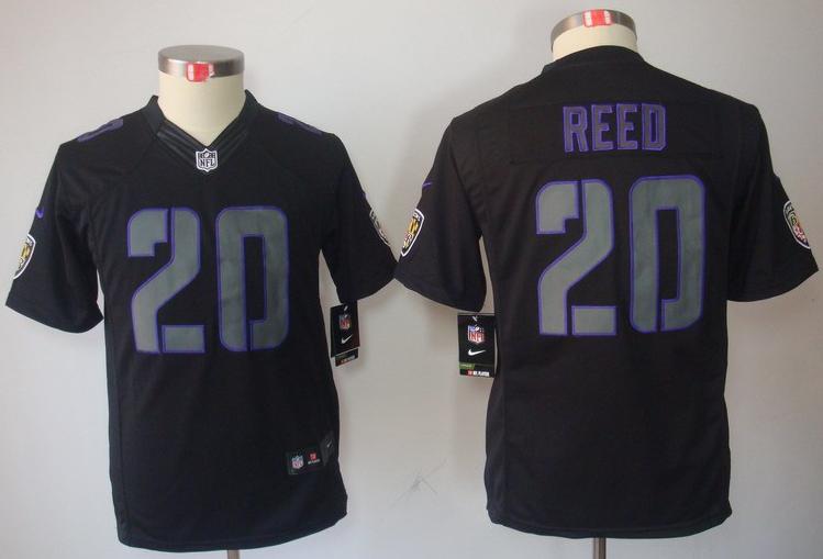 Kids Nike Baltimore Ravens 20 Ed Reed Black Impact LIMITED NFL Jerseys Cheap