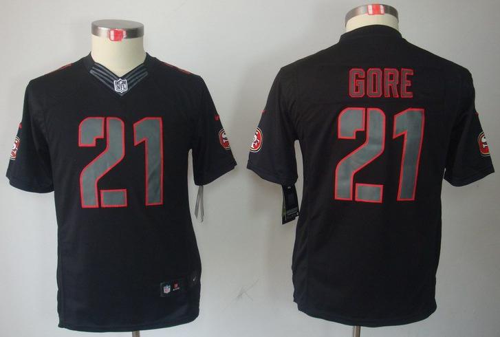 Kids Nike San Francisco 49ers 21 Frank Gore Black Impact LIMITED NFL Jerseys Cheap