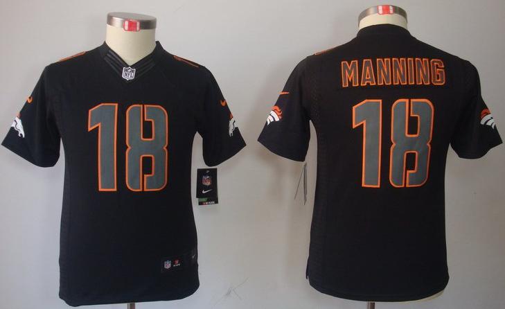 Kids Nike Denver Broncos 18# Peyton Manning Black Impact LIMITED NFL Jerseys Cheap