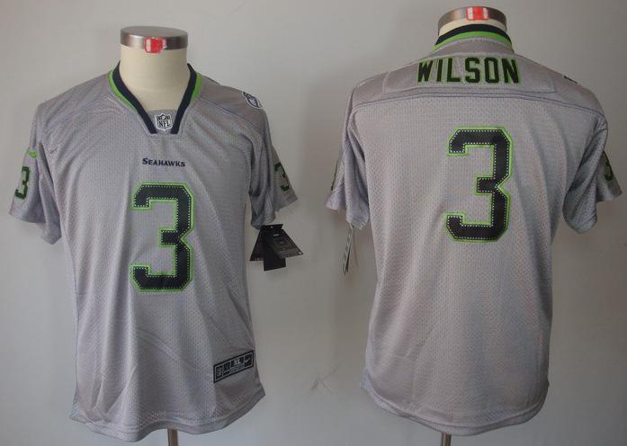 Kids Nike Seattle Seahawks #3 Russell Wilson Grey Lights Out NFL Jerseys Cheap