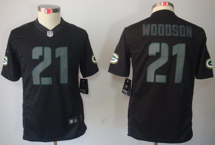 Kids Nike Green Bay Packers #21 Charles Woodson Black Impact LIMITED NFL Jerseys Cheap