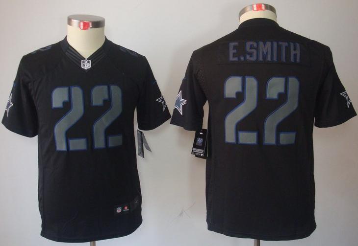Kids Nike Dallas Cowboys 22 E.SMITH Black Impact LIMITED NFL Jerseys Cheap