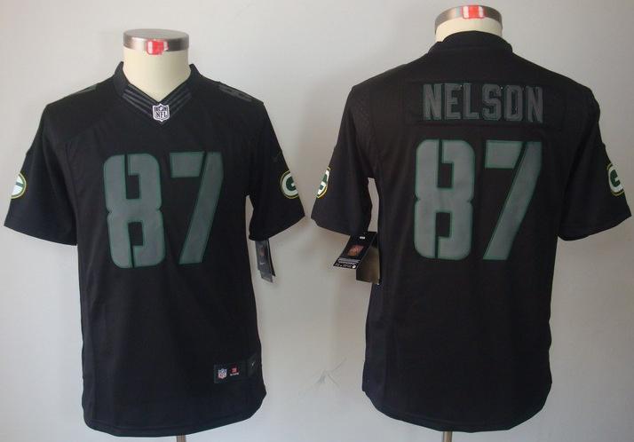 Kids Nike Green Bay Packers #87 Jordy Nelson Black Impact LIMITED NFL Jerseys Cheap