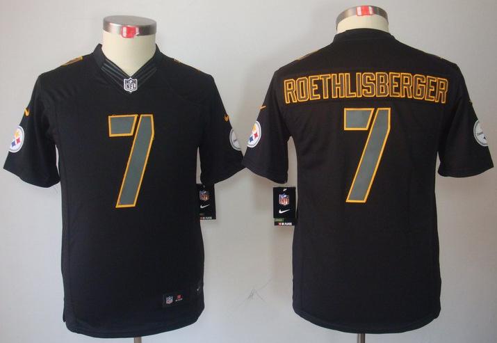 Kids Nike Pittsburgh Steelers #7 Ben Roethlisberger Black Impact LIMITED NFL Jerseys Cheap