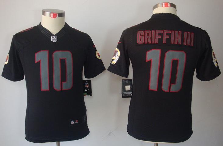 Kids Nike Washington Redskins 10# Robert Griffin III Black Impact LIMITED NFL Jerseys Cheap
