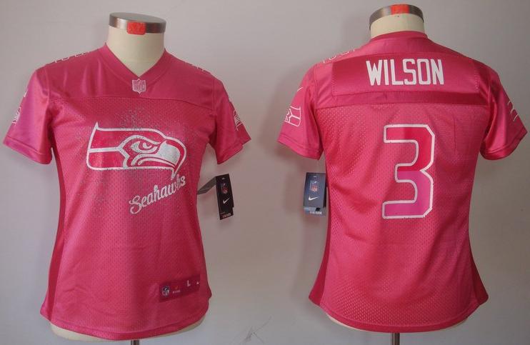 Cheap Women Nike Seattle Seahawks #3 Russell Wilson Pink FEM FAN Elite NFL Jersey
