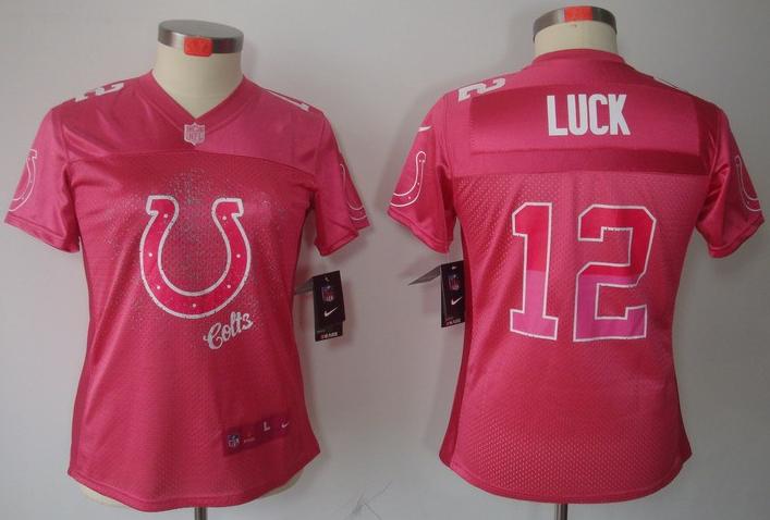 Cheap Women Nike Indianapolis Colts 12# Andrew Luck Pink FEM FAN Elite NFL Jersey