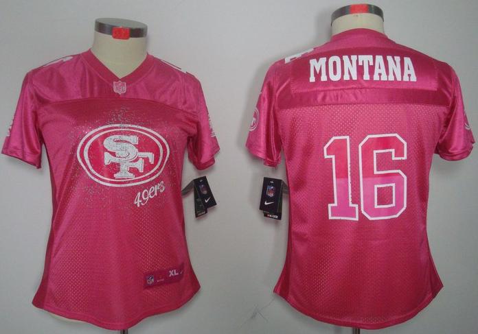 Cheap Women Nike San Francisco 49ers 16 Joe Montana Pink FEM FAN Elite NFL Jersey