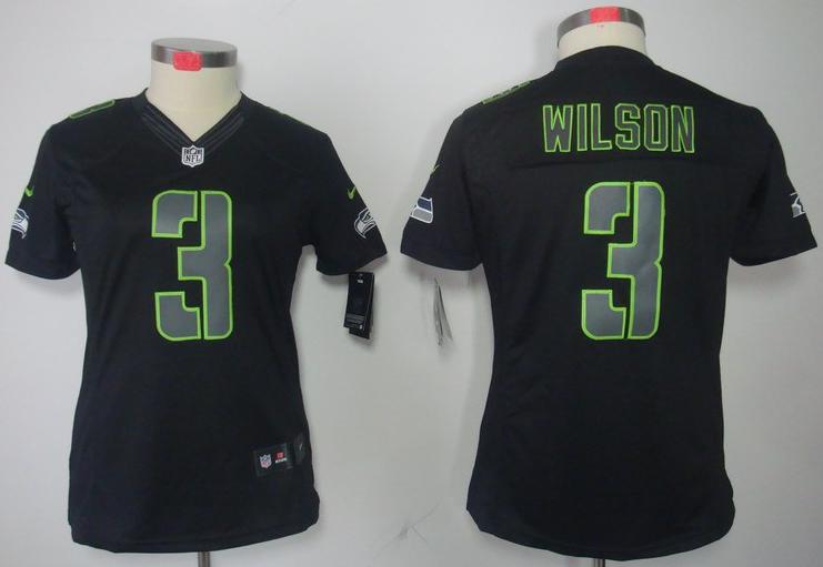 Cheap Women Nike Seattle Seahawks #3 Russell Wilson Black Impact Game LIMITED NFL Jerseys