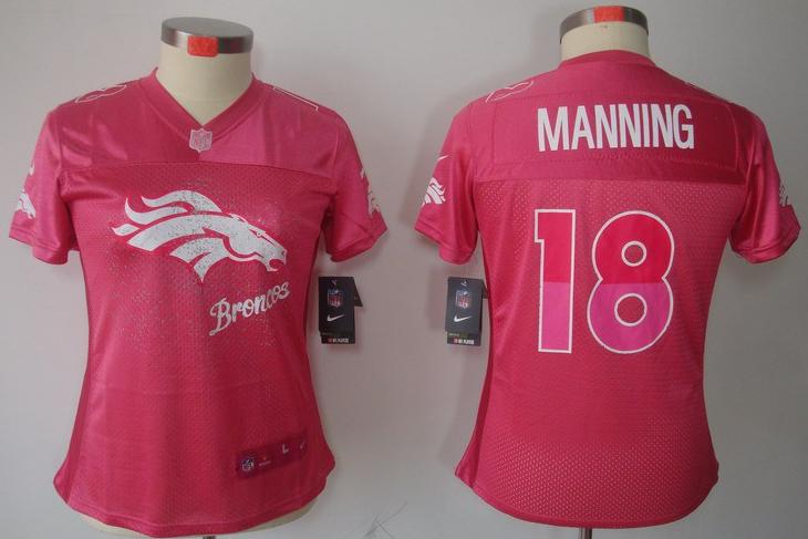 Cheap Women Nike Denver Broncos 18# Peyton Manning Pink FEM FAN Elite NFL Jersey