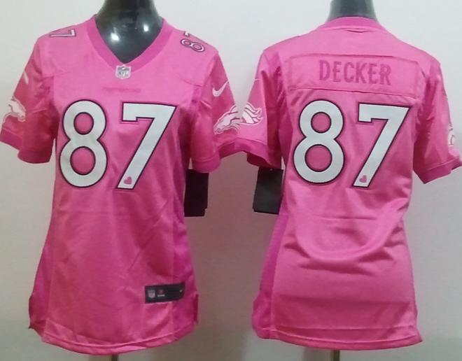 Cheap Women Nike Denver Broncos 87# Eric Decker Pink Love's NFL Jersey