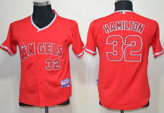 Kids Los Angeles Angels 32 Josh Hamilton Red Cool Base MLB Jerseys Cheap