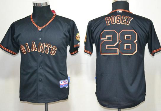 Kids San Francisco Giants 28 Posey Black MLB Jersey Cheap