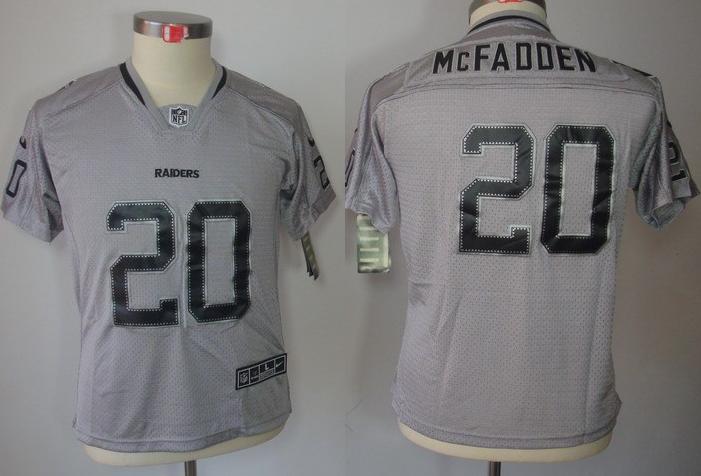 Kids Nike Oakland Raiders #20 Darren McFadden Lights Out Grey NFL Jerseys Cheap