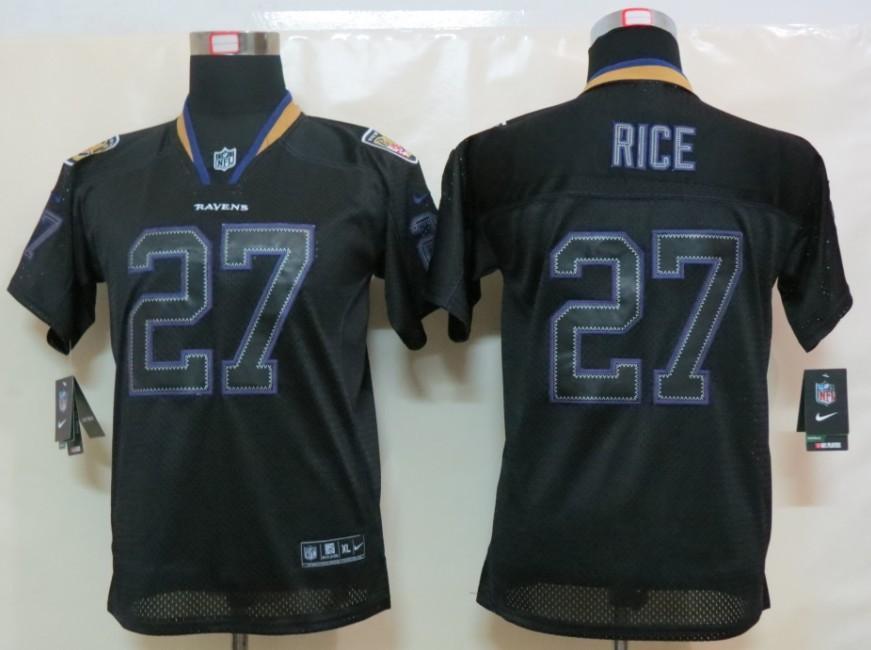 Kids Nike Baltimore Ravens 27 Ray Rice Lights Out Black Elite NFL Jerseys Cheap