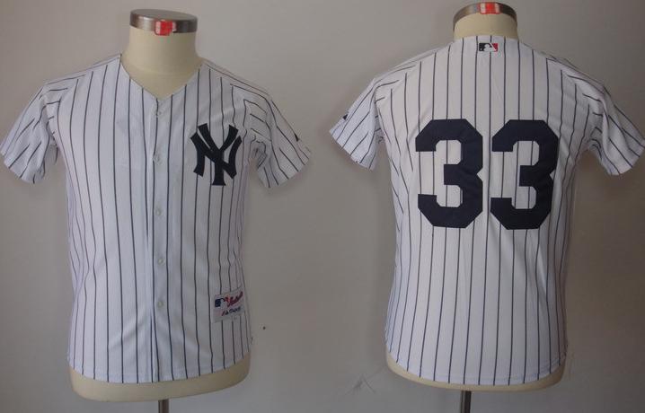 Kids New York Yankees 33 White MLB Jerseys Cheap