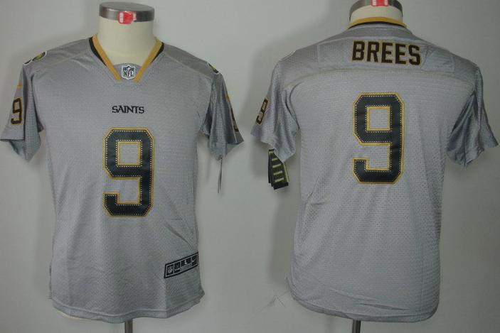Kids Nike New Orleans Saints #9 Drew Brees Lights Out Grey NFL Jerseys Cheap