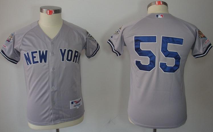 Kids New York Yankees 55 Hideki Matsui Grey MLB Jerseys 2009 World Series Patch Cheap